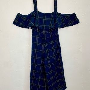 Plaid Jumpsuit. Off the Shoulder Detail